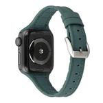 For Apple Watch Series 7 45mm / 6 & SE & 5 & 4 44mm / 3 & 2 & 1 42mm Silicone + Leather Watch Band(Green)