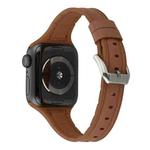 For Apple Watch Series 7 45mm / 6 & SE & 5 & 4 44mm / 3 & 2 & 1 42mm Silicone + Leather Replacement Strap Watchband(Brown)