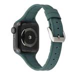 For Apple Watch Series 7 41mm / 6 & SE & 5 & 4 40mm / 3 & 2 & 1 38mm Silicone + Leather Replacement Strap Watchband(Green)