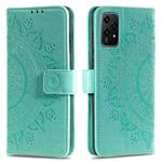 For Honor 200 Lite Global Totem Flower Embossed Leather Phone Case with Lanyard(Green)