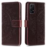 For Honor 200 Lite Totem Flower Embossed Leather Phone Case with Lanyard(Brown)