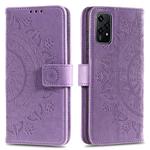 For Honor 200 Lite Totem Flower Embossed Leather Phone Case with Lanyard(Purple)