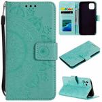 For Honor 400 Lite Totem Flower Embossed Leather Phone Case with Lanyard(Green)
