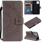 For Honor 400 Lite Totem Flower Embossed Leather Phone Case with Lanyard(Grey)