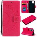 For Honor 400 Lite Totem Flower Embossed Leather Phone Case with Lanyard(Red)