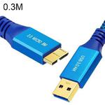 USB 3.0 Male To Micro USB 3.0 Male Braided Cable, Length:0.3m(Blue)