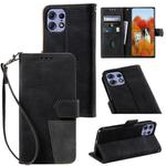 For Motorola Edge 50 Pro TTUDRCH Embossed Line Splicing Leather Phone Case(Black)