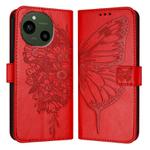 For Sharp Aquos R9 SH-51E Embossed Butterfly Leather Phone Case(Red)