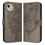 For Sharp Aquos Wish4 SH-52E Embossed Butterfly Leather Phone Case(Grey)