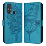 For Itel A58 / A49 Embossed Butterfly Leather Phone Case(Blue)