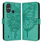 For Itel A58 / A49 Embossed Butterfly Leather Phone Case(Green)