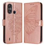 For Itel A58 / A49 Embossed Butterfly Leather Phone Case(Rose Gold)