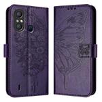 For Itel A58 / A49 Embossed Butterfly Leather Phone Case(Dark Purple)