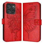 For Itel A60 / A60s Embossed Butterfly Leather Phone Case(Red)