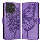 For Itel A60 / A60s Embossed Butterfly Leather Phone Case(Light Purple)