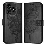 For Itel A70 Embossed Butterfly Leather Phone Case(Black)