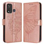 For Itel P17 / A27 Embossed Butterfly Leather Phone Case(Rose Gold)