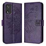 For Itel P17 / A27 Embossed Butterfly Leather Phone Case(Dark Purple)