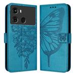 For Itel P40 Embossed Butterfly Leather Phone Case(Blue)