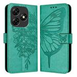 For Itel P55 4G Embossed Butterfly Leather Phone Case(Green)