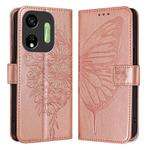 For Itel P55 5G Embossed Butterfly Leather Phone Case(Rose Gold)