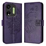 For Itel P55 5G Embossed Butterfly Leather Phone Case(Dark Purple)