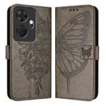 For Itel P55+ Embossed Butterfly Leather Phone Case(Grey)