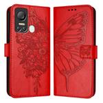 For Itel S18 / Vision 5 Embossed Butterfly Leather Phone Case(Red)