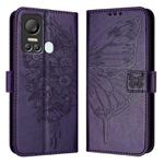 For Itel S18 / Vision 5 Embossed Butterfly Leather Phone Case(Dark Purple)