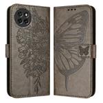 For Itel S23 Embossed Butterfly Leather Phone Case(Grey)