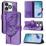 For itel A50 Embossed Butterfly Leather Phone Case(Light Purple)