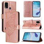 For itel A48 Embossed Butterfly Leather Phone Case(Rose Gold)