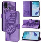 For itel A48 Embossed Butterfly Leather Phone Case(Light Purple)