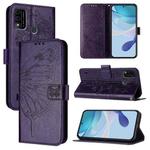 For itel A48 Embossed Butterfly Leather Phone Case(Dark Purple)