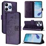 For itel A90 4G Embossed Butterfly Leather Phone Case(Dark Purple)
