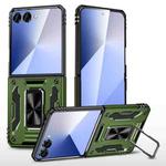 For Samsung Galaxy Z Flip7 5G Armor PC + TPU Camera Shield Phone Case(Olive Green)