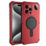 For iPhone 15 Pro Max Aromatherapy MagSafe Holder Life Waterproof Rugged Phone Case(Red)