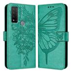 For TCL 20 R 5G Embossed Butterfly Leather Phone Case(Green)