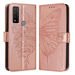 For TCL 20 R 5G Embossed Butterfly Leather Phone Case(Rose Gold)