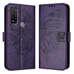 For TCL 20 R 5G Embossed Butterfly Leather Phone Case(Dark Purple)