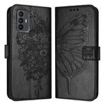 For TCL 30 SE Embossed Butterfly Leather Phone Case(Black)