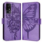 For TCL 40 R 5G Embossed Butterfly Leather Phone Case(Light Purple)