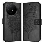 For TCL 50 XL 5G Embossed Butterfly Leather Phone Case(Black)