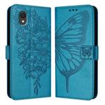 For TCL 201 Embossed Butterfly Leather Phone Case(Blue)