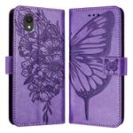 For TCL 201 Embossed Butterfly Leather Phone Case(Light Purple)