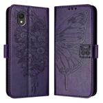 For TCL 201 Embossed Butterfly Leather Phone Case(Dark Purple)