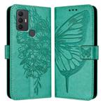 For TCL 305 / 306 / 30 SE AL02 Embossed Butterfly Leather Phone Case(Green)