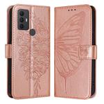 For TCL 305 / 306 / 30 SE AL02 Embossed Butterfly Leather Phone Case(Rose Gold)