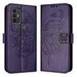 For TCL 306 Embossed Butterfly Leather Phone Case(Dark Purple)