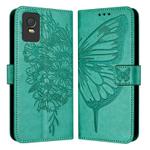 For TCL 403 Embossed Butterfly Leather Phone Case(Green)